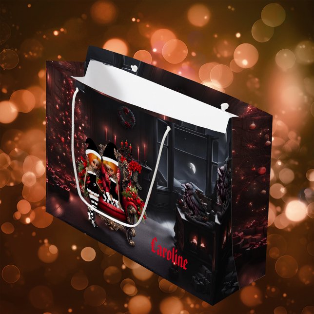 Cute little dark elves. large gift bag (Dark Christmas)