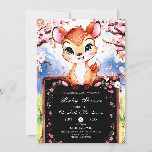 Cute Little Deer Baby Shower Invitation (Front)