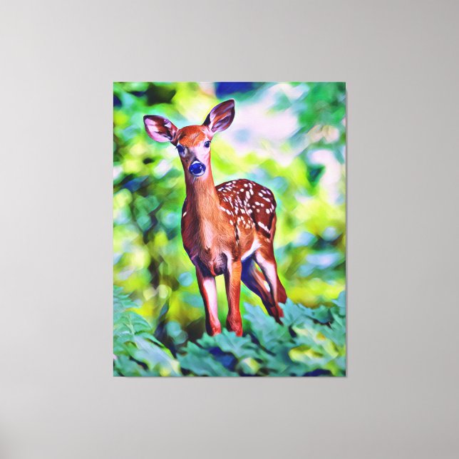 Cute Little Deer Digital Art Painting Canvas Print (Front)
