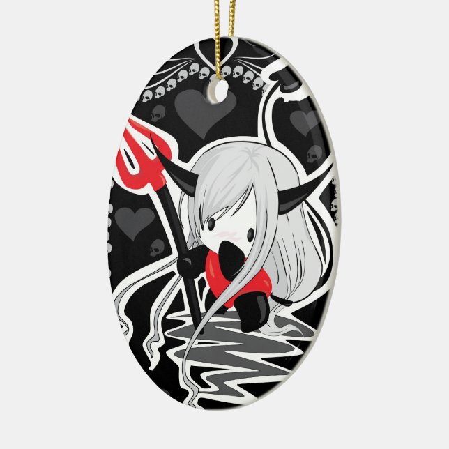 Cute Little Devil Girl Ceramic Ornament (Left)