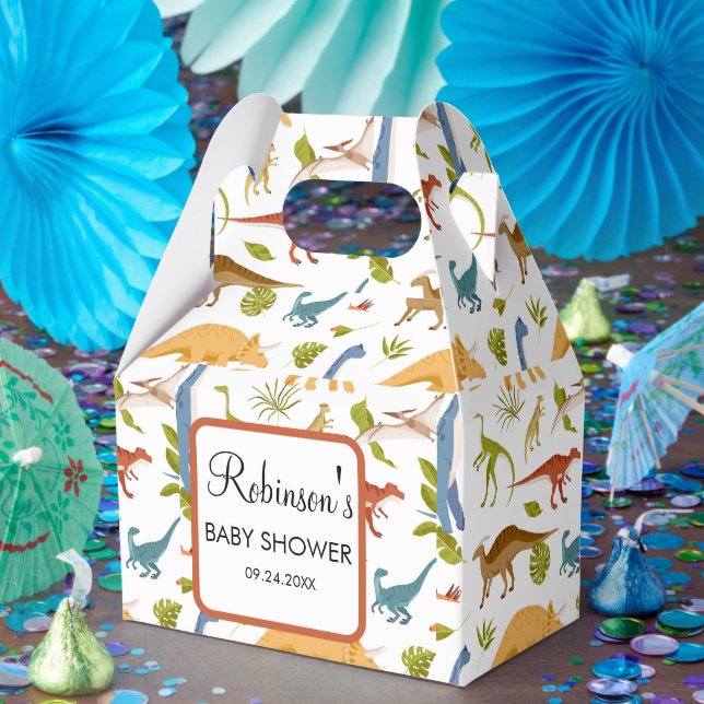Cute Little Dino Baby Shower Favor Box (Party)