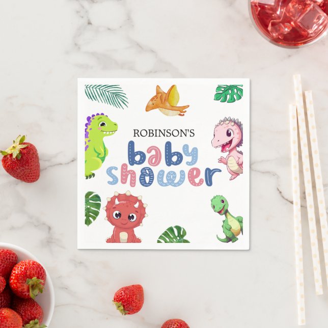 Cute Little Dino Baby Shower Napkin (Insitu)