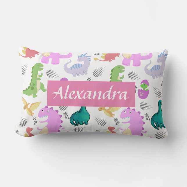 Cute Little Dino Toddler Lumbar Pillow (Front)