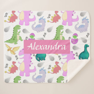 Cute Little Dino Toddler Sherpa Blanket