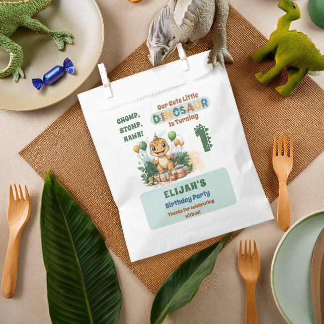 Cute Little Dinosaur Boy 1st Birthday Party Favour Bag (Cute Little Dinosaur Boy 1st Birthday Party Favor Bags)