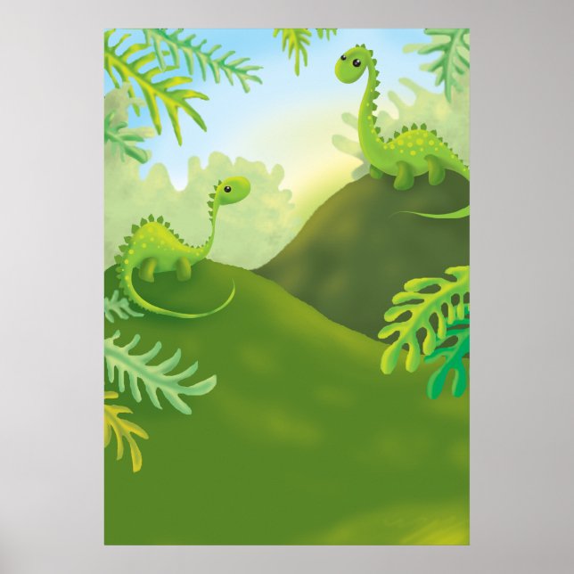 cute little dinosaur land scene poster (Front)