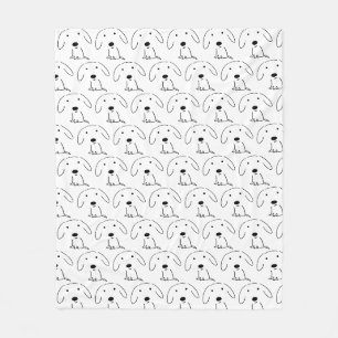 Cute Little Dog Black and White Pattern Fleece Blanket