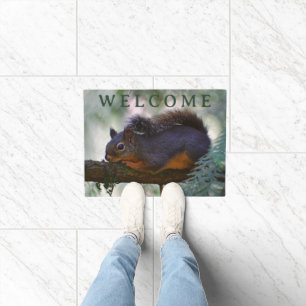 Cute Little Douglas Squirrel Welcome Doormat
