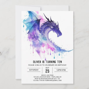 Cute Little Dragon Children Birthday Invitation
