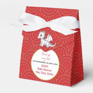 Cute Little Dragon Is On The Way Red Baby Shower Favor Box