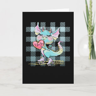 Cute Little dragon with I Love You Heart Card