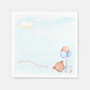Cute Little Dreamer Blue Teddy Bear Baby Shower Napkin