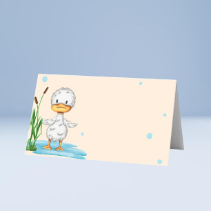 Cute little duck in a pond baby shower place card