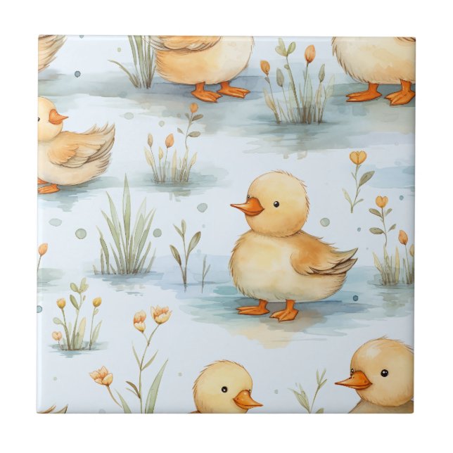 Cute Little Duckling Pattern Tile (Front)