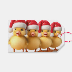Cute little ducklings with santa hats gift tags