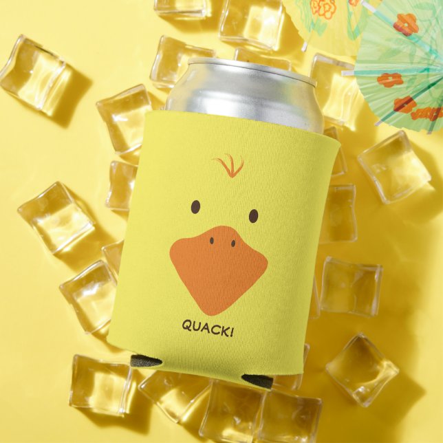 Cute Little Ducky Face Personalized Text Can Cooler (In Situ Summer)
