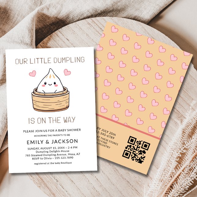 Cute Little Dumpling QR Code Baby Shower Invitation (Creator Uploaded)