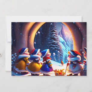 Cute little dwarfs expect Christmas Eve Holiday Card