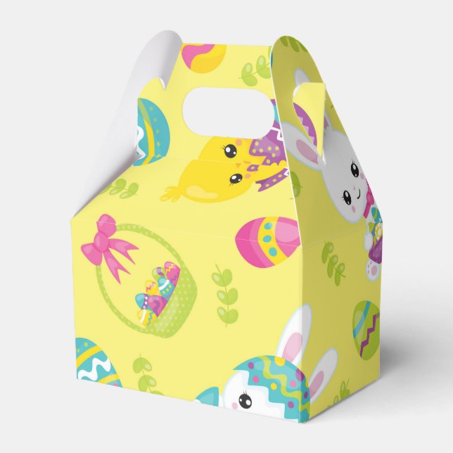 Cute Little Easter Bunny Egg Pattern Gift Favor Box (Front Side)