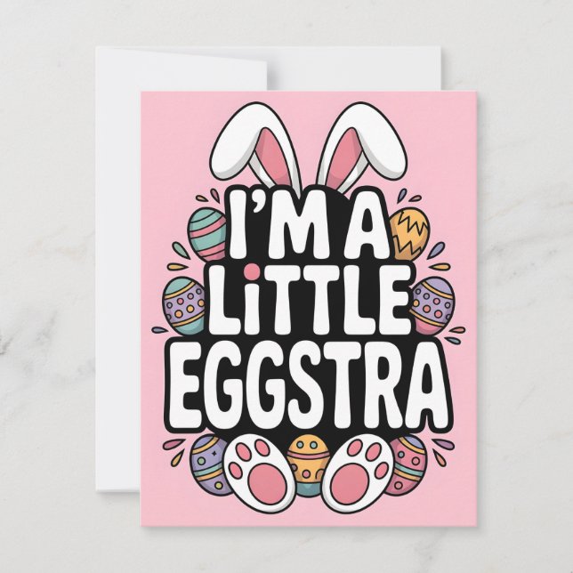 Cute Little Eggstra Bunny Easter Card (Front)
