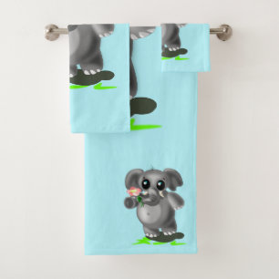 Cute Little Elephant Bath Towel Set