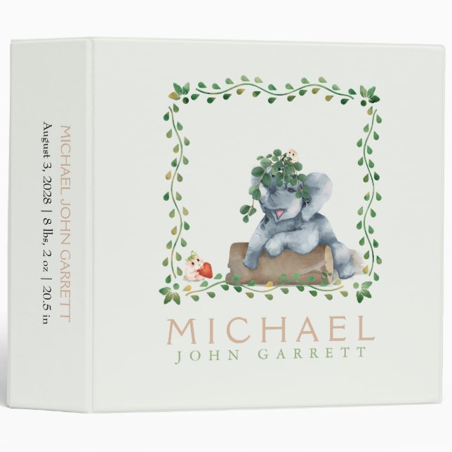 Cute Little Elephant Boy Baby Photo Album Binder (Front/Spine)