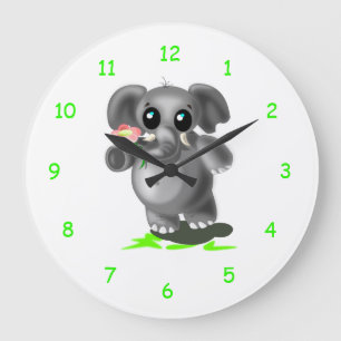 Cute Little Elephant - Large Clock
