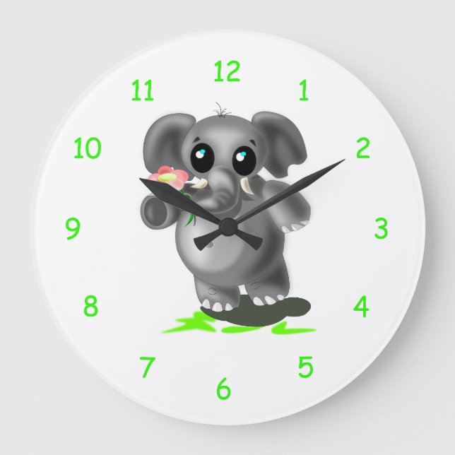 Cute Little Elephant - Large Clock (Front)