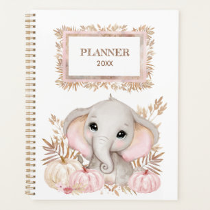 Cute Little Elephant With Pumpkins Planner