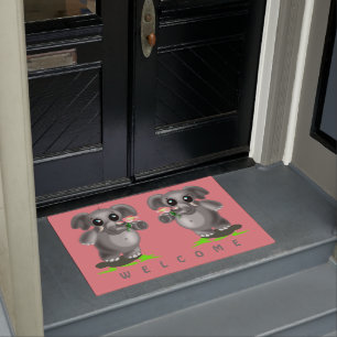 Cute Little Elephants - Welcome - Doormat