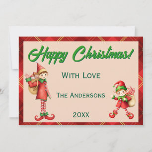 Cute Little Elves - Personalized Christmas  Holiday Card