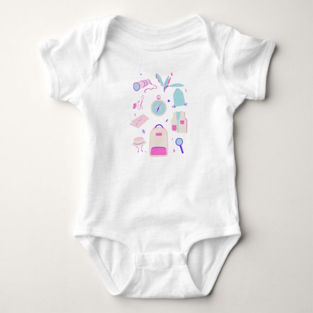 Cute little explorer baby bodysuit (Front)
