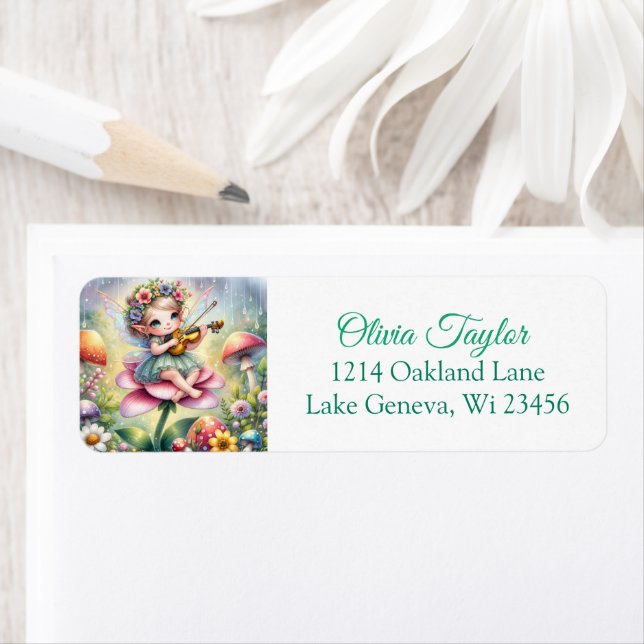 Cute Little Fairy on Flower Playing Violin (Insitu)
