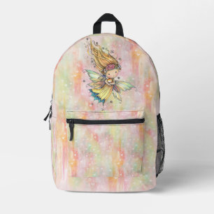 Cute Little Fairy with Orange Tabby Kitten Printed Backpack