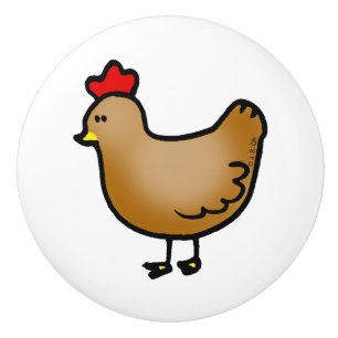 cute little farm chicken hen ceramic knob