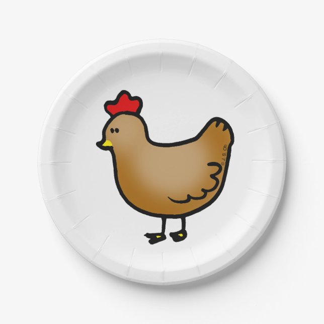 cute little farm chicken hen paper plate (Front)