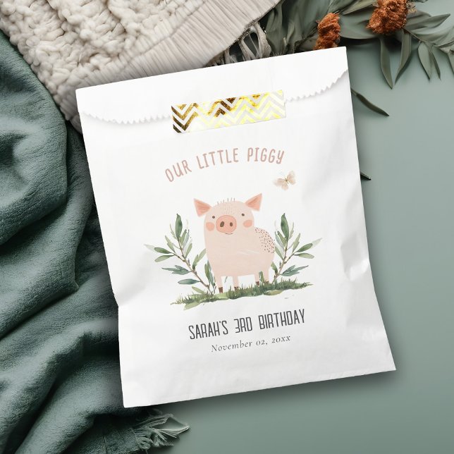 Cute Little Farm Pig Butterfly Kids Birthday Favour Bag (Creator Uploaded)
