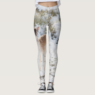 Cute little Fawn in the Winter Snow 1 #animal#art  Leggings
