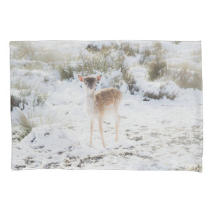 Cute little Fawn in the Winter Snow 1 #animal#art Pillowcase