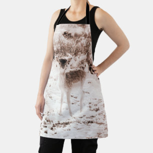 Cute little Fawn in the Winter Snow 3 Apron