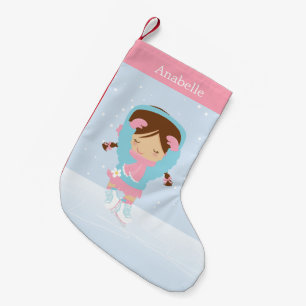 Cute Little Figure Skater Personalized Small Christmas Stocking