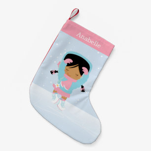 Cute Little Figure Skater Personalized Small Christmas Stocking