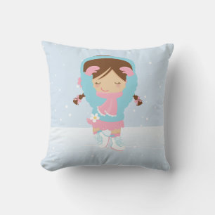 Cute Little Figure Skater Throw Pillow