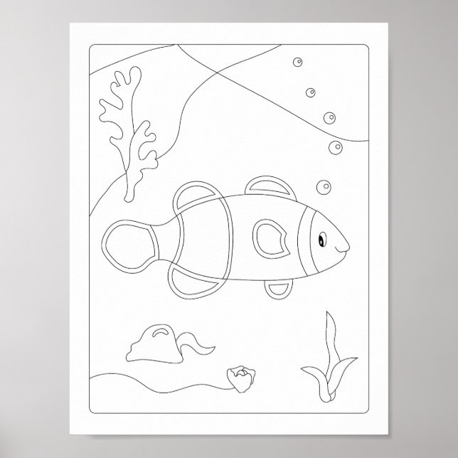 Cute Little Fish  Antistress Colouring book  Poster (Front)