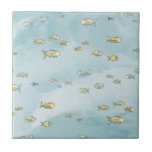 Cute Little Fish Pattern Blue Tile<br><div class="desc">This design was created through digital art. It may be personalized by clicking the customize button and changing the colour, adding a name, initials or your favourite words. Contact me at colorflowcreations@gmail.com if you with to have this design on another product. Purchase my original abstract acrylic painting for sale at...</div>