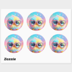 Cute Little Fluffy Chick Classic Round Sticker