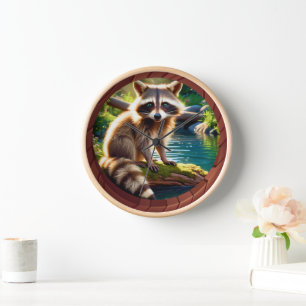Cute Little Forest Raccoon in the Sun Clock