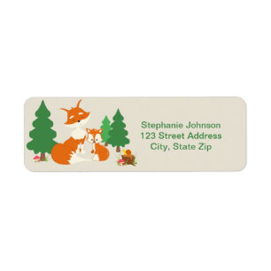 Cute little fox and Mom Return Address Labels