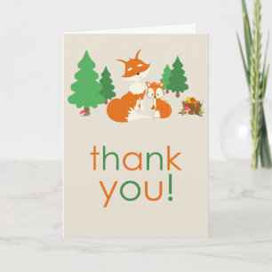 Cute Little Fox and Mom Thank You Card