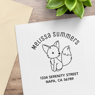 Cute Little Fox Arch Address Rubber Stamp